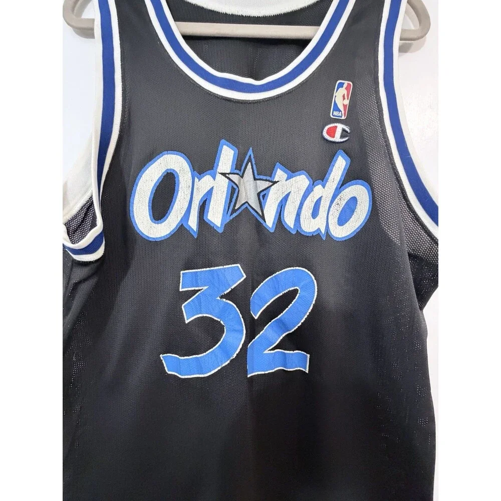 Vintage 90s Champion Shaquille O'Neal Orlando Magic Jersey Black Size 48 XL USA